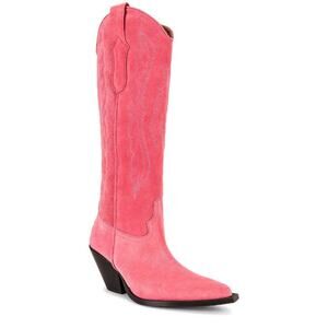 Toral Fiona Western Cowboy Coastal Boots Suede Pointed Toe Bubblegum Pink Sz 39